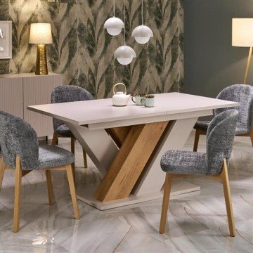 Фото5.Раскладной стол BRANDON 160-200/90 см кашемир/кремонский дуб