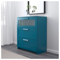 Фото1.Комод темно-зеленый синий BRIMNES IKEA 603.349.77