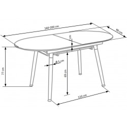 Фото1.Комплект обідній HALMAR стіл CALIBER  і стільці K-287 160-200/90/76 cm Білий Дуб Сан Ремо