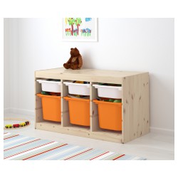 Фото1.Стеллаж, сосна, белый, оранжевый TROFAST IKEA 491.026.53