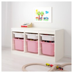Фото1.Стеллаж, білий, рожевий TROFAST IKEA 092.284.71