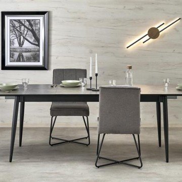 Фото3.Розсувний стіл CHARLES, стільниця - попелястий мармур, ніжки - чорні