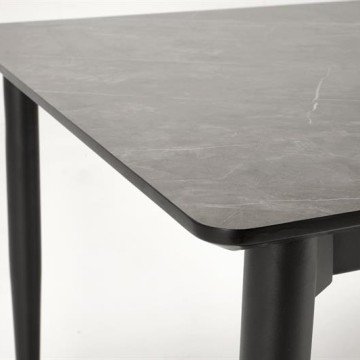 Фото1.Розсувний стіл CHARLES, стільниця - попелястий мармур, ніжки - чорні