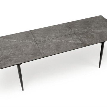Фото2.Розсувний стіл CHARLES, стільниця - попелястий мармур, ніжки - чорні