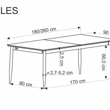 Фото5.Розсувний стіл CHARLES, стільниця - попелястий мармур, ніжки - чорні