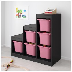 Фото1.Стеллаж, чорний, рожевий TROFAST IKEA 392.286.72