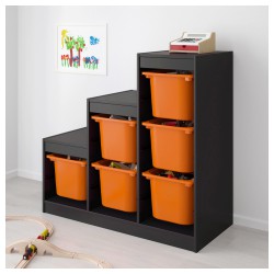 Фото1.Стеллаж, черный, оранжевый TROFAST IKEA 192.286.73