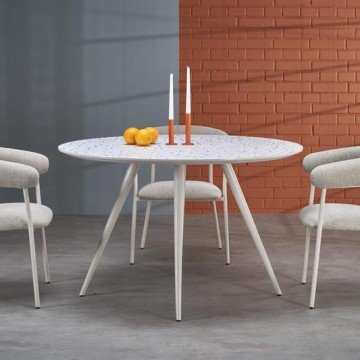 Фото3.Стіл ARAMIS, стільниця - терацо, ніжки - білий