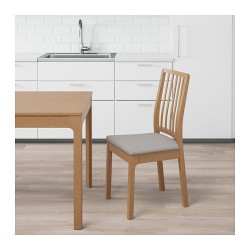 Фото1.Кресло дуб сиденья светло-серое EKEDALEN 403.410.21 IKEA