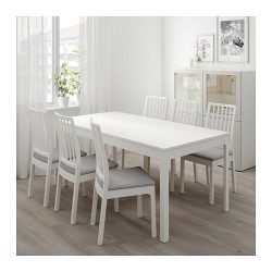 Фото1.Раскладной стол белый 180 / 240x90 EKEDALEN 703.407.65 IKEA