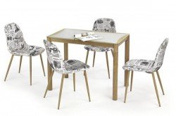 Фото1.Стеклянный обеденный стол Halmar Epir 100x60x75 см Серый/Дуб сонома/Дуб медовый