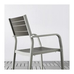 Фото6.​Комплект садовый IKEA SJÄLLAND (стол+лавка+2 стула) 792.676.47 светло-темно-серый