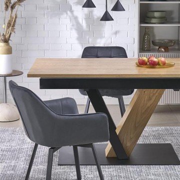 Фото6.Розкладний стіл FANIS, натуральний / чорний (3 шт. = 1 шт.)