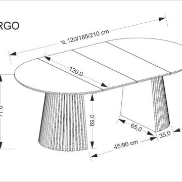 Фото3.Розсувний стіл FARGO, стільниця - натуральна, ніжки - натуральні