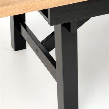 Фото6.Розкладний стіл FIESTA 200-280x100x77 см, натуральний дуб/чорний