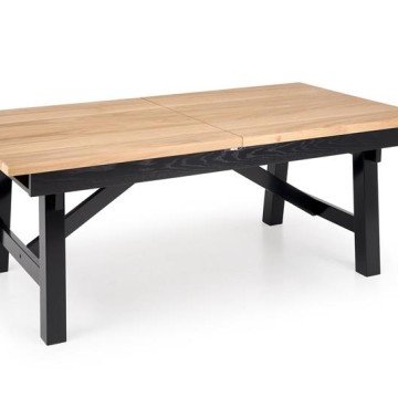 Фото1.Розкладний стіл FIESTA 200-280x100x77 см, натуральний дуб/чорний