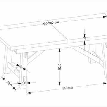 Фото5.Розкладний стіл FIESTA 200-280x100x77 см, натуральний дуб/чорний
