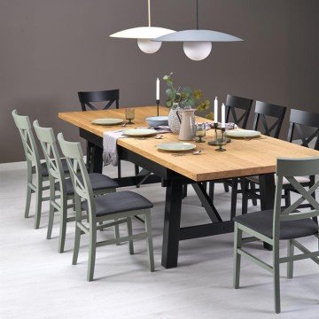 Фото7.Розкладний стіл FIESTA 200-280x100x77 см, натуральний дуб/чорний