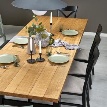 Фото2.Розкладний стіл FIESTA 200-280x100x77 см, натуральний дуб/чорний