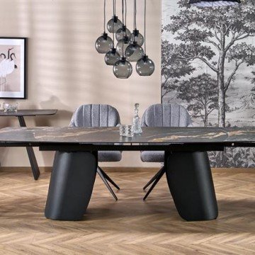 Фото7.Розкладний стіл FORUM, чорний мармур / чорний (3 шт. = 1 шт.)