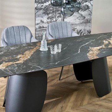 Фото3.Розкладний стіл FORUM, чорний мармур / чорний (3 шт. = 1 шт.)