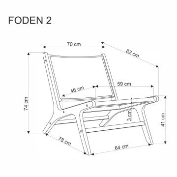 Фото9.Крісло-шезлонг FODEN 2, натуральний колір