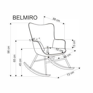 Фото9.Крісло-гойдалка BELMIRO з функцією гойдання, кремове