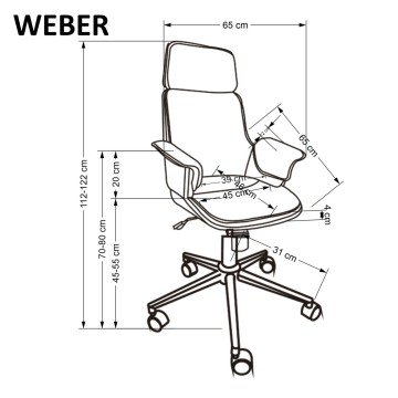 Фото13.Офисное кресло WEBER из орехового дерева/черного цвета