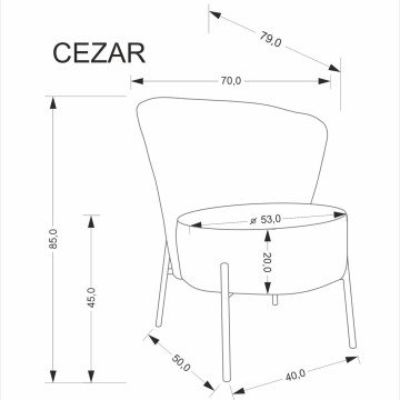 Фото8.Крісло-шезлонг CEZAR, сірий (