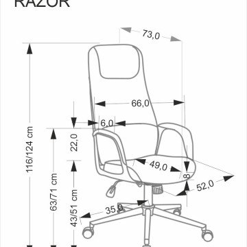 Фото9.Офісне крісло RAZOR сірого кольору