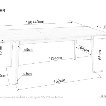 Фото3.Стіл обідній розкладний TIMBER Дуб 160(200)X90