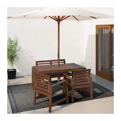 Фото2.Комплект садовый IKEA ÄPPLARÖ 391.564.01 (стол + скамья + 2 кресла) коричневый
