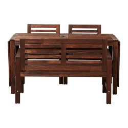 Фото1.Комплект садовый IKEA ÄPPLARÖ 498.984.78 (стол + скамья + 2 кресла) коричневый