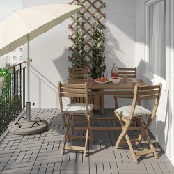 Фото1.​Комплект садовый IKEA ASKHOLMEN (стол + 4 стула) 992.861.88 светло-коричневый