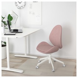 Фото5.Кресло IKEA HATTEFJÄLL поворотное светло-розовый белый 203.413.43