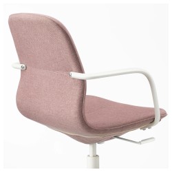 Фото1.Кресло IKEA LÅNGFJÄLL поворотное светло-розовый белый 092.527.86