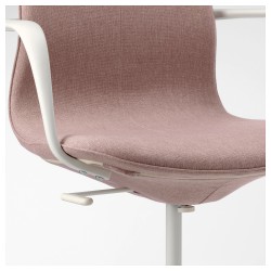 Фото7.Кресло IKEA LÅNGFJÄLL поворотное светло-розовый белый 092.527.86