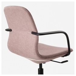 Фото1.Кресло IKEA LÅNGFJÄLL поворотное светло-розовый черный 992.618.66