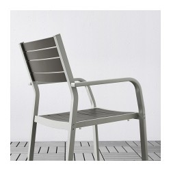 Фото7.​Комплект садовый IKEA SJÄLLAND (стол+лавка+2 стула) 992.523.72 светло-темно-серый