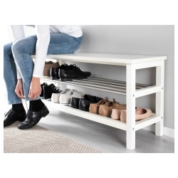 Фото4.Лавка с полкой для обуви белая IKEA TJUSIG 701.527.02