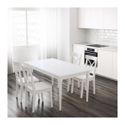 Фото1.Раскладной стол 155 / 215x87 белый INGATORP 702.214.23 IKEA