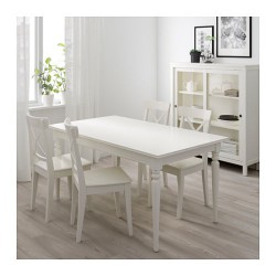 Фото4.Раскладной стол 155 / 215x87 белый INGATORP 702.214.23 IKEA