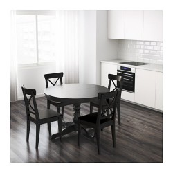 Фото1.Обеденный стол раскладной черный INGATORP 802.170.72 IKEA