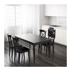 Фото1.Раскладной стол черный 155 / 215x87 INGATORP 902.224.07 IKEA
