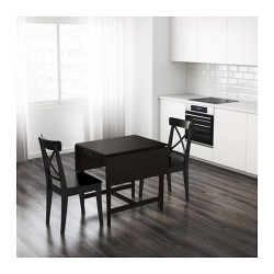 Фото1.Стол c откидными полами, черно-коричневый 59/88 / 117x78 INGATORP 802.214.27 IKEA