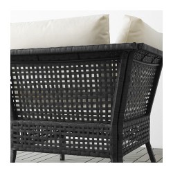 Фото2.Садовый угловой диван 3 + 1, черно-коричневый, подушки белые KUNGSHOLMEN 792.276.23 IKEA