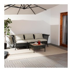 Фото1.3-местный диван садовый, черно-коричневый подушки бежевые KUNGSHOLMEN 390.204.22 IKEA