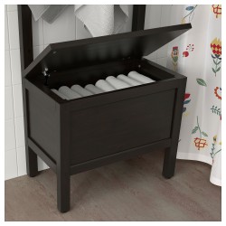 Фото1.Скамья с ящиком для хранения вещей, черно-коричневая HEMNES IKEA 503.966.59