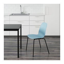 Фото1.Кресло светло-голубое с черными ножками LEIFARNE 291.977.08 IKEA