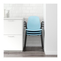 Фото3.Кресло светло-голубое с черными ножками LEIFARNE 791.977.20 IKEA